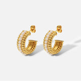 Colette 18K Gold Plate Twisted Hoop with Pearl Earrings: Twisted Hoop with Pearl