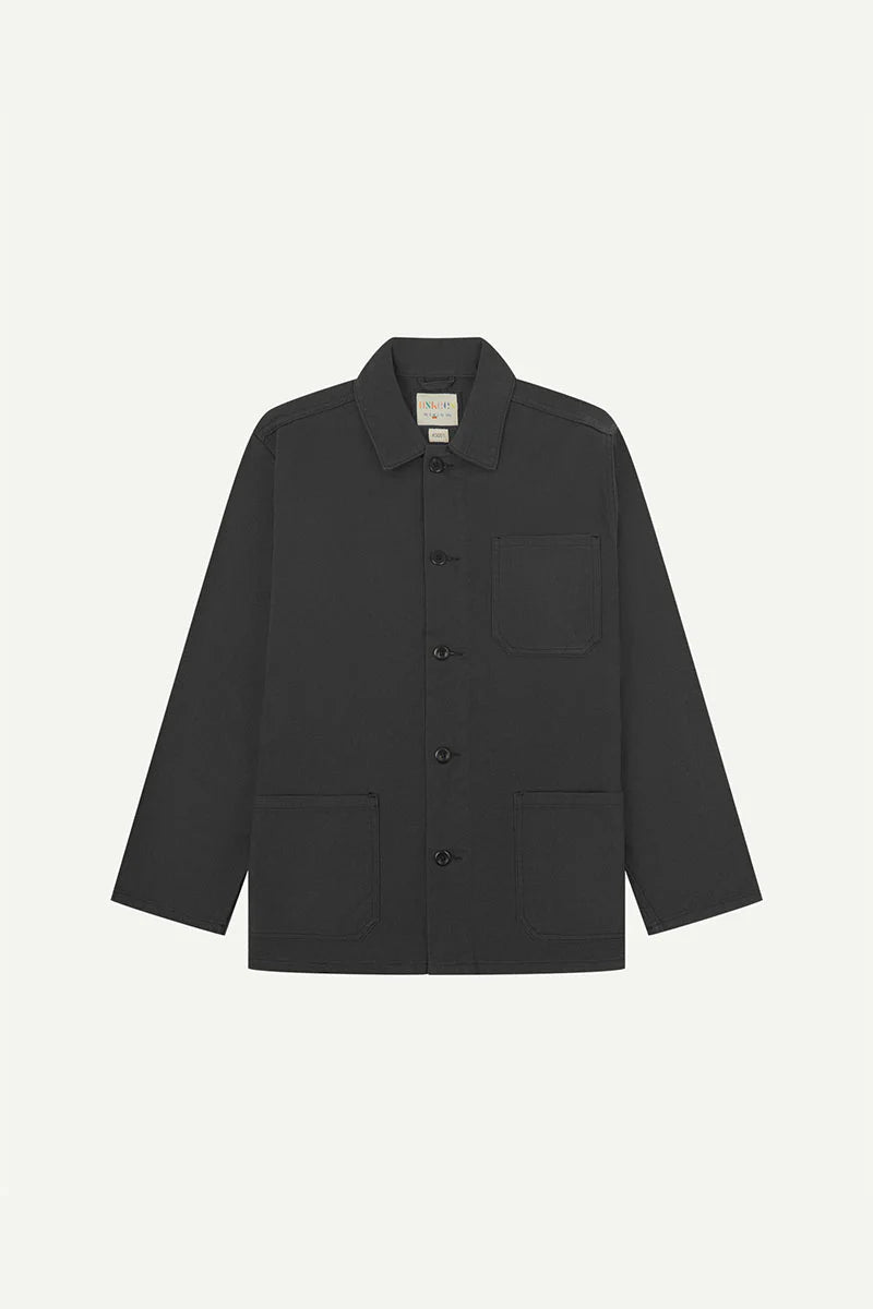 Charcoal jacket on a light gray background