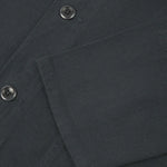 Close-up of a dark gray fabric with buttons and a pocket
