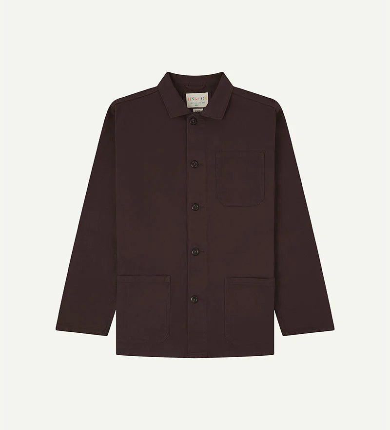 Dark Plum jacket with button details on a white background