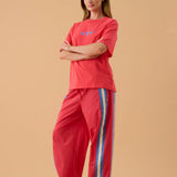 La Mer Stripe Pant - Lobster Red