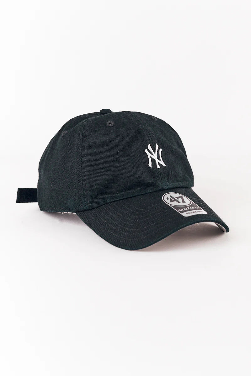 Black cap with a logo on a white background
