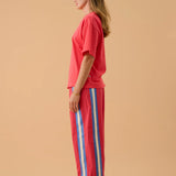 La Mer Stripe Pant - Lobster Red