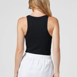 Rotate High Neck Rib Singlet - Black