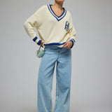 AJ V-Neck Knit Sweater - Coconut