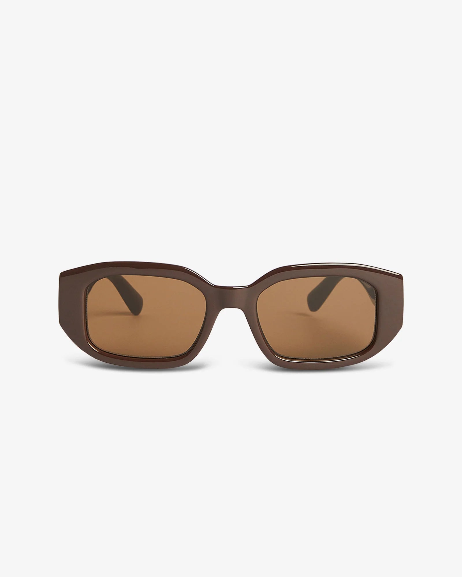 Brown sunglasses with brown lenses on a white background