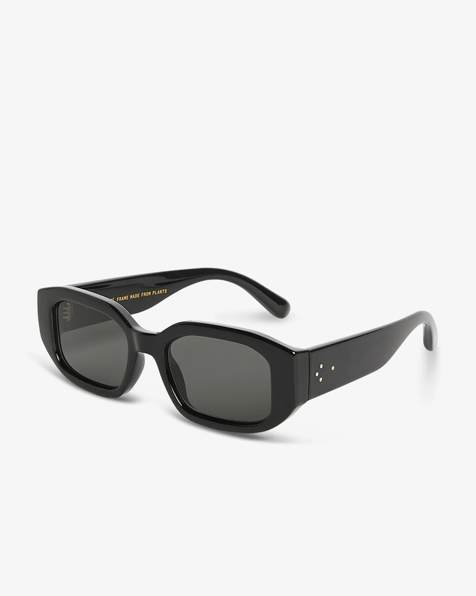 Black sunglasses with a white background