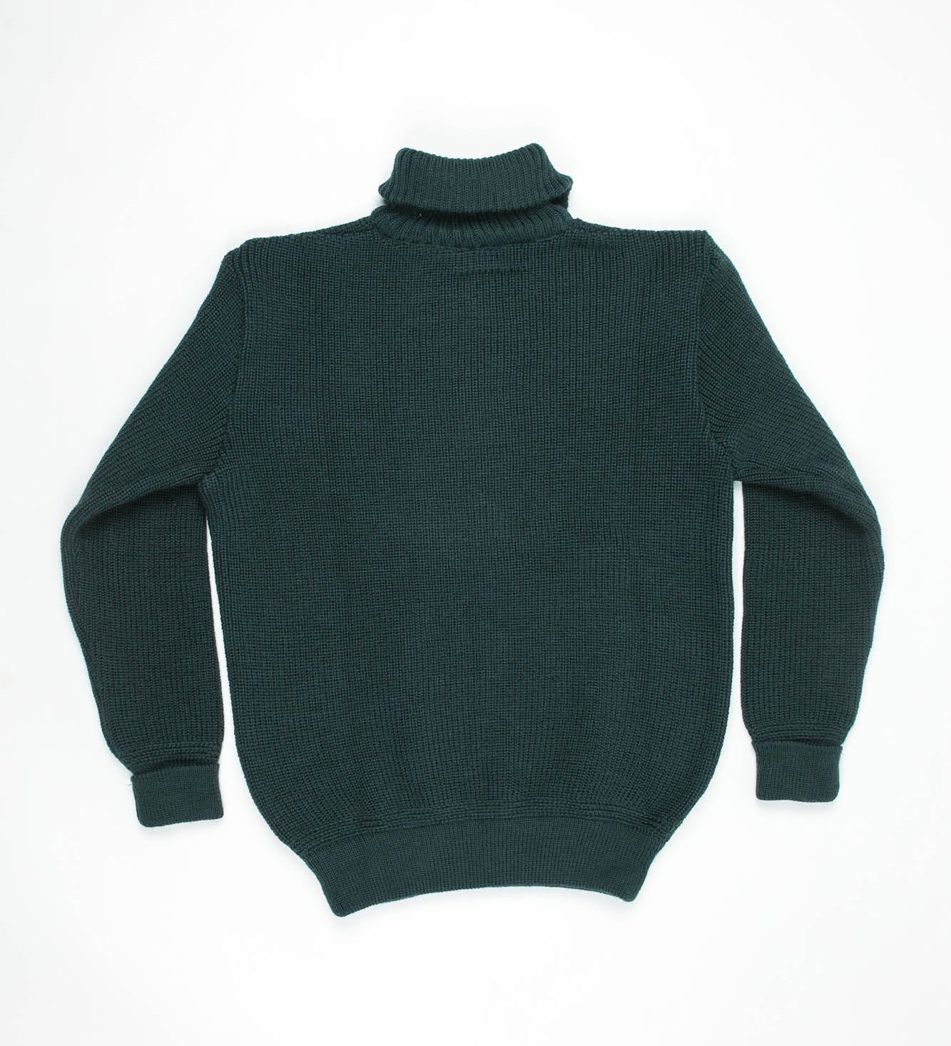 Dark green quarter zip sweater on a white background