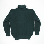 Dark green quarter zip sweater on a white background
