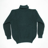 Dark green quarter zip sweater on a white background