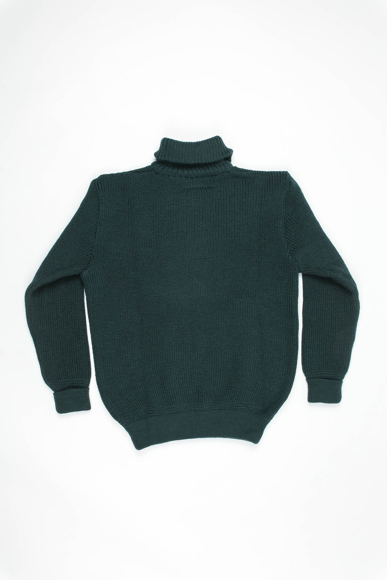 Dark green quarter zip sweater on a white background