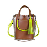 Ame Leather Bag - Tan/Lime