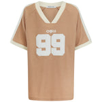 Beige ribbed jersey with 'Chilli 99' text on a white background