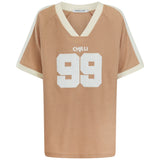 Beige ribbed jersey with 'Chilli 99' text on a white background