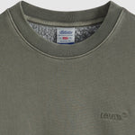 Close-up of a Levi's sweatshirt collar with brand label.