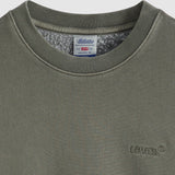 Close-up of a Levi's sweatshirt collar with brand label.