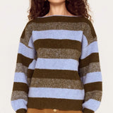 Avia Boat Neck Knit - Blue/Stone Stripe