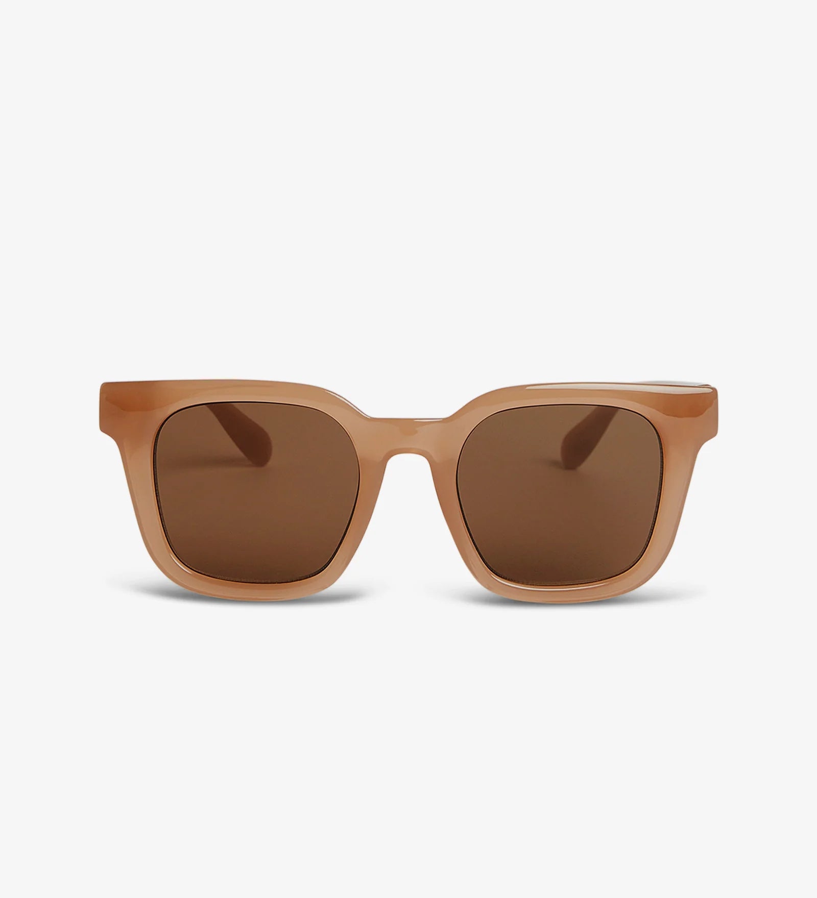Brown sunglasses with a white background