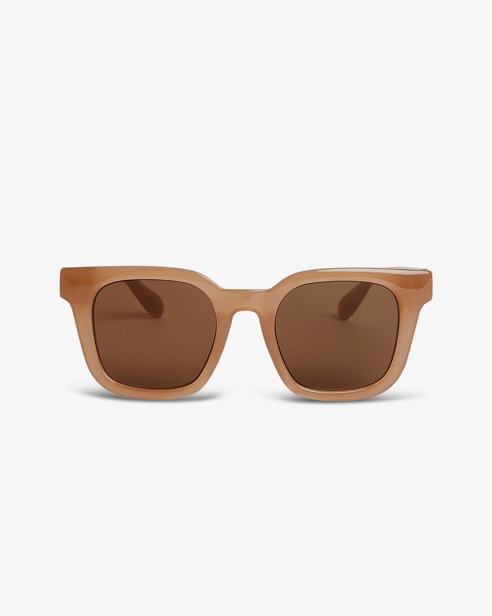Brown sunglasses with a white background