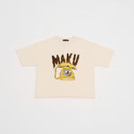Flat lay Ivory Boxy tee with banana phone print