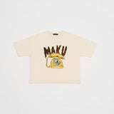 Flat lay Ivory Boxy tee with banana phone print