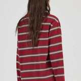 Big City LS Tee - Burgaudy Stripe