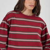 Big City LS Tee - Burgaudy Stripe