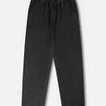 Charcoal Cord pants with a drawstring on a white background
