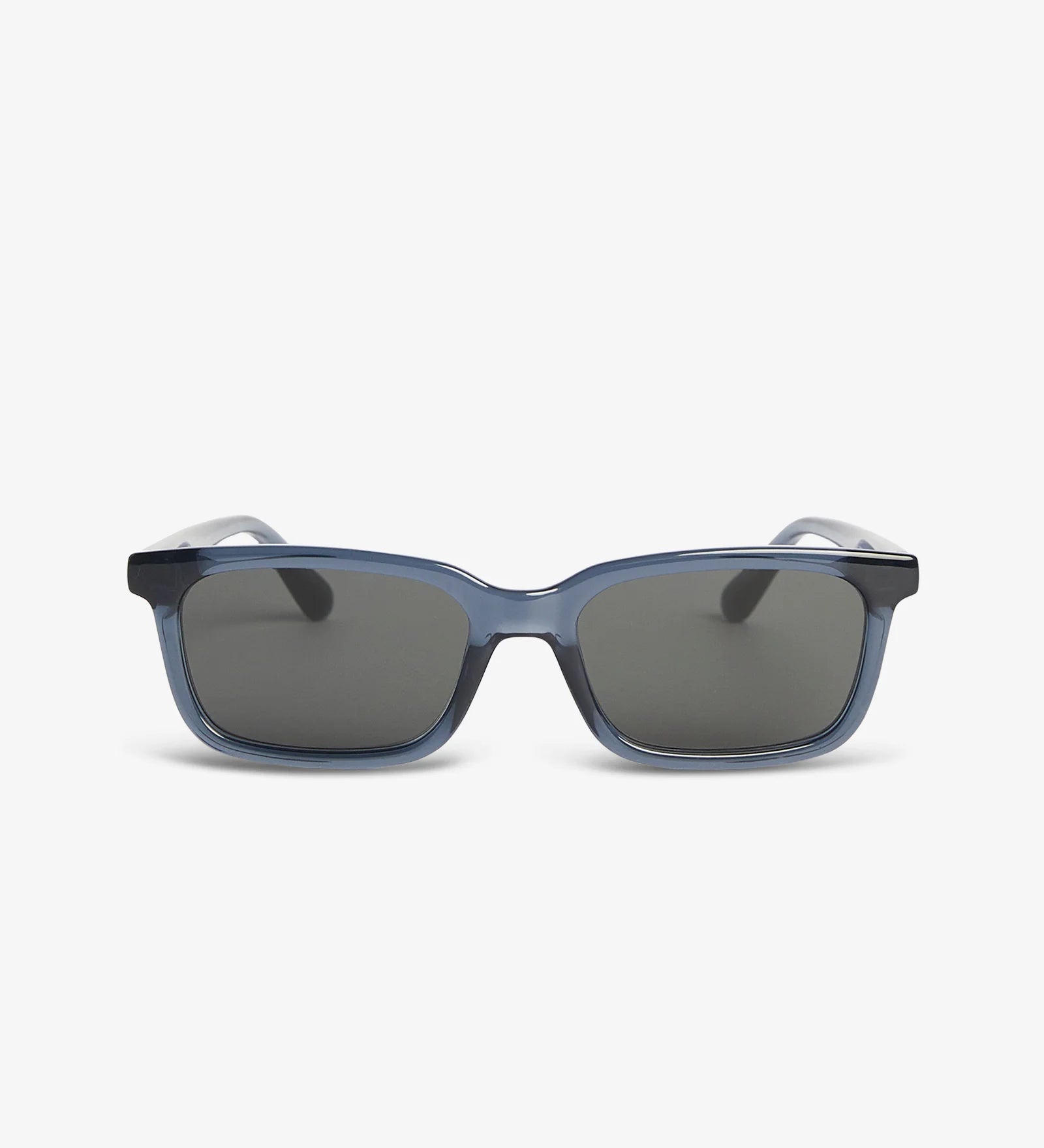 Blue sunglasses with a white background