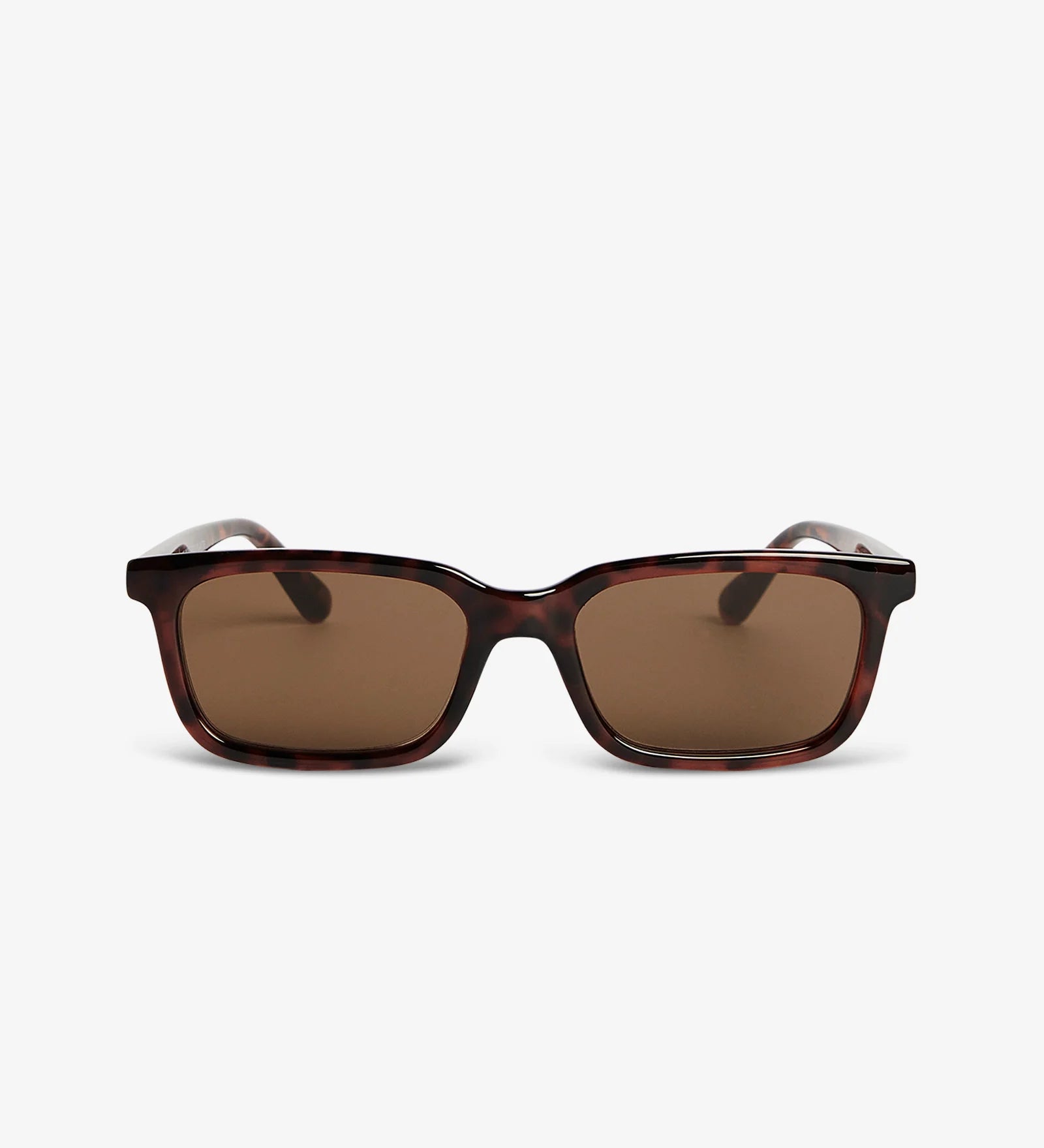 Sunglasses with brown lenses on a white background