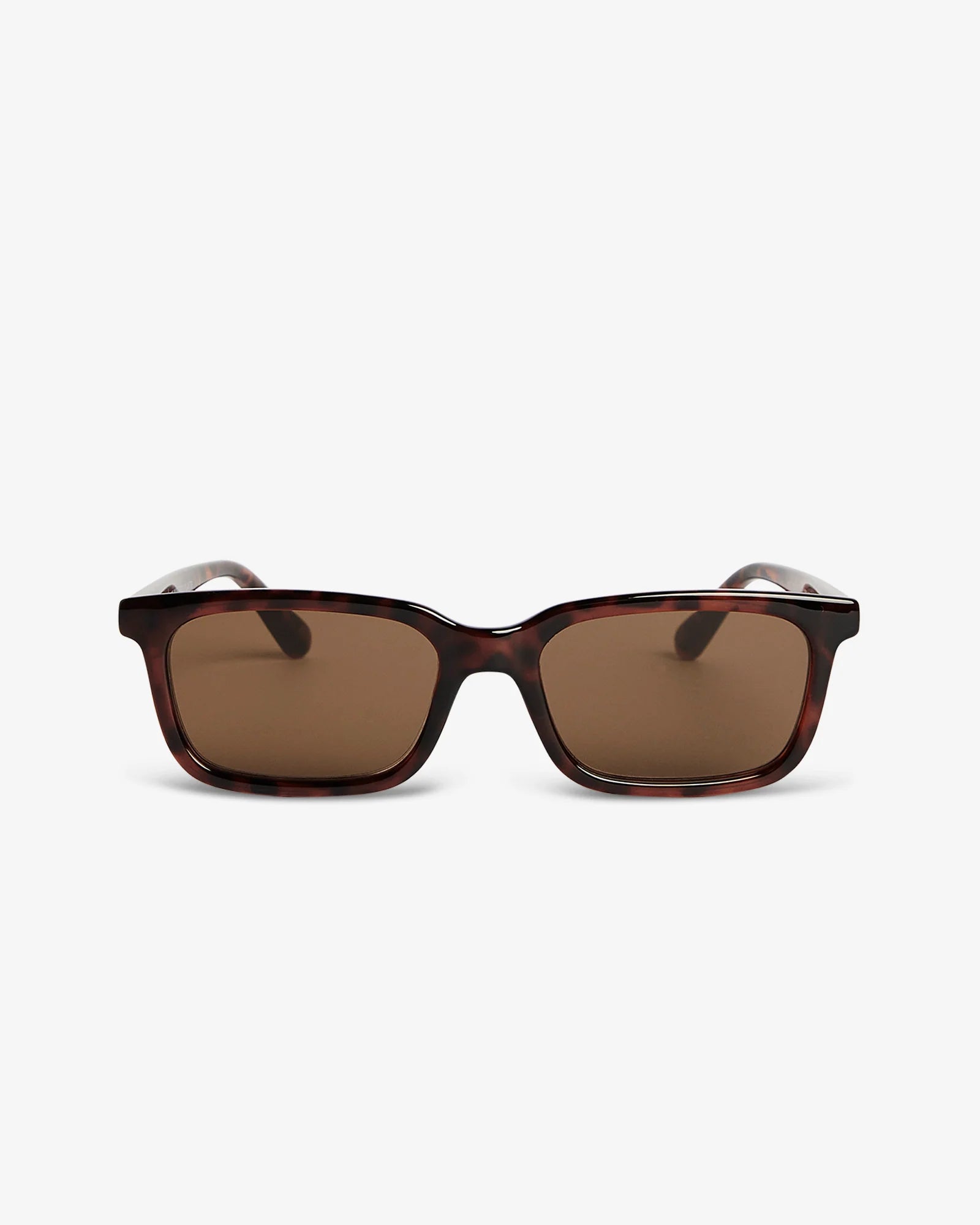 Sunglasses with brown lenses on a white background