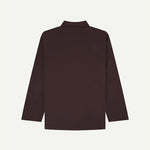 Dark Plum long-sleeve shirt on a light gray background