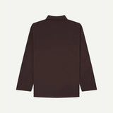Dark Plum long-sleeve shirt on a light gray background