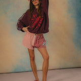 Emboss Oversize Sweater - Maroon