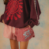 Emboss Oversize Sweater - Maroon