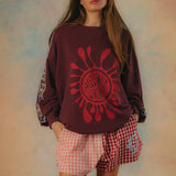 Emboss Oversize Sweater - Maroon
