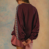 Emboss Oversize Sweater - Maroon