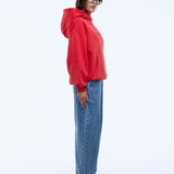 Washed Debossed Hoodie - Red