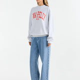 Collegiate Sweatshirt - White Marle/Red
