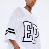 Harper Crochet Jersey - Vintage White