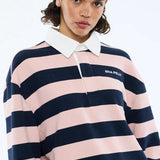 Hallie Rugby Top - Navy/Pink