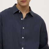 Man wearing a navy shirt
