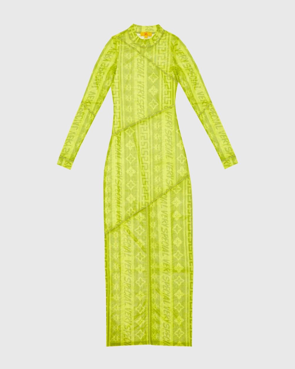 Lime Green Geo Mesh Dress