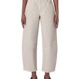 Beige wide-leg pants worn by a person on a white background