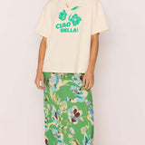 Zoe Bias Midi Skirt - Green Floral