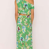 Zoe Bias Midi Skirt - Green Floral