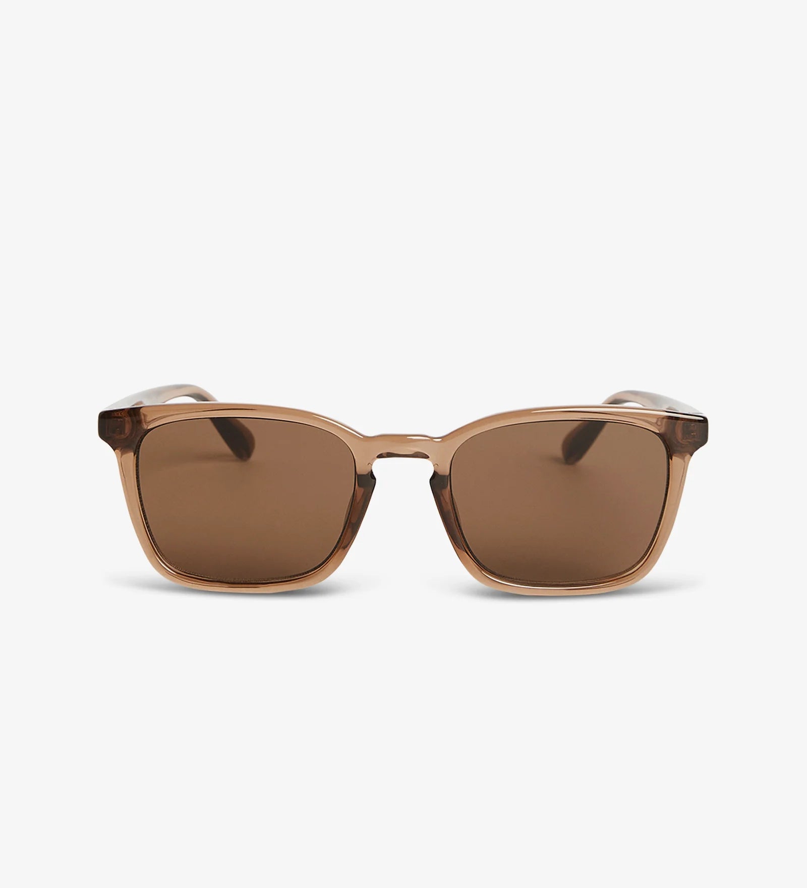 Sunglasses with brown lenses and frame on a white background
