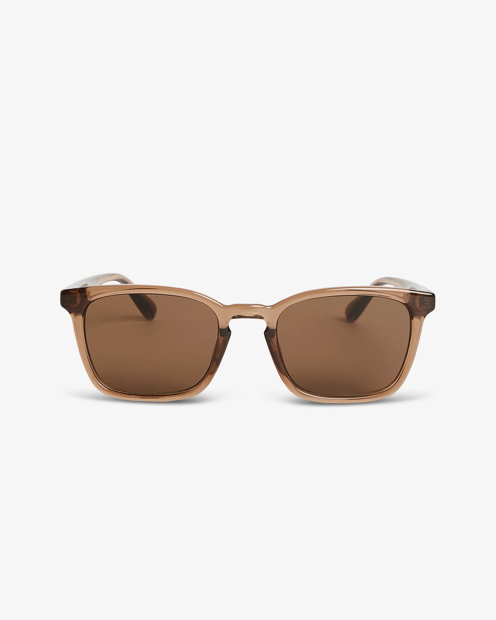 Sunglasses with brown lenses and frame on a white background