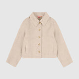 Wool Blend Crop Coat - Oatmeal