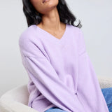 Harvest V Neck Knit Jumper - Dusty Lilac